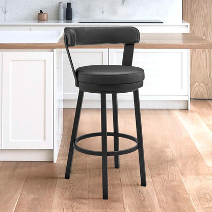 Armen Living - Bryant 30in Bar Height Swivel Bar Stool in Black Finish and Black Faux Leather - LCBYBABLBL30 veiw 10