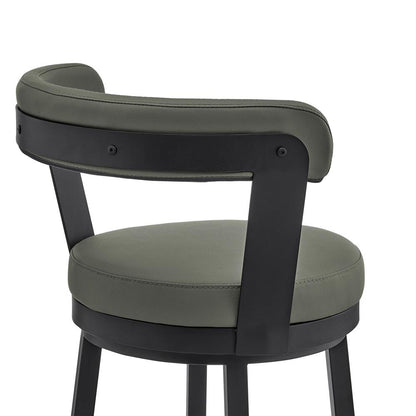 Armen Living - Bryant 30in Bar Height Swivel Bar Stool in Black Finish and Gray Faux Leather - LCBYBABLGR30 veiw 7