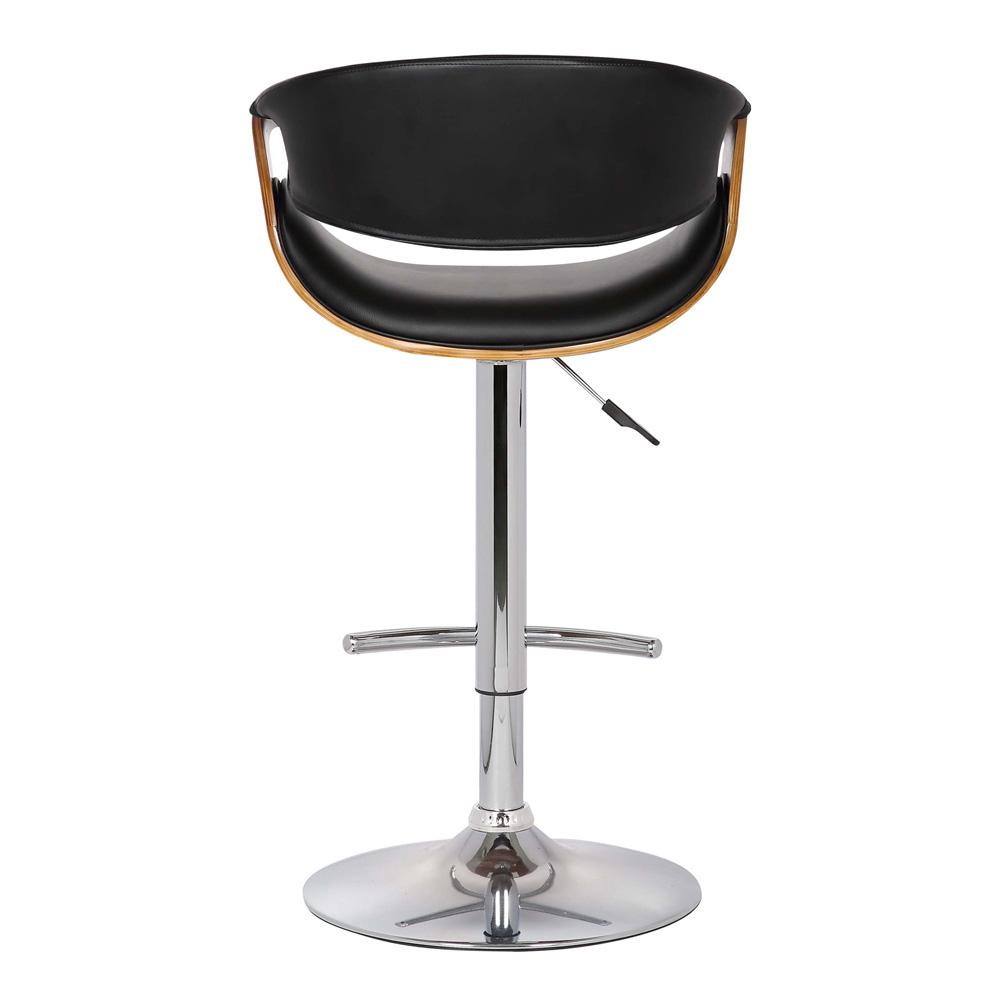 Armen Living - Butterfly Adjustable Height Swivel Black Faux Leather and Walnut Wood Bar Stool with Chrome Base  - LCBUBAWABL veiw 3