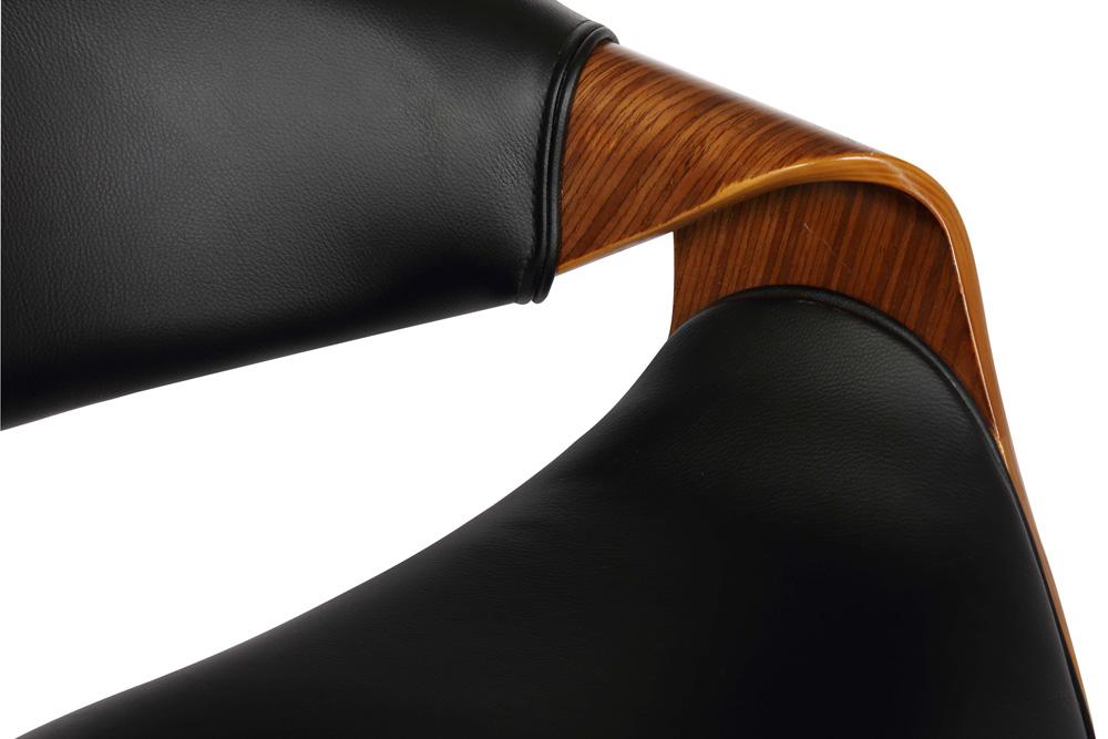 Armen Living - Butterfly Adjustable Height Swivel Black Faux Leather and Walnut Wood Bar Stool with Chrome Base  - LCBUBAWABL veiw 5