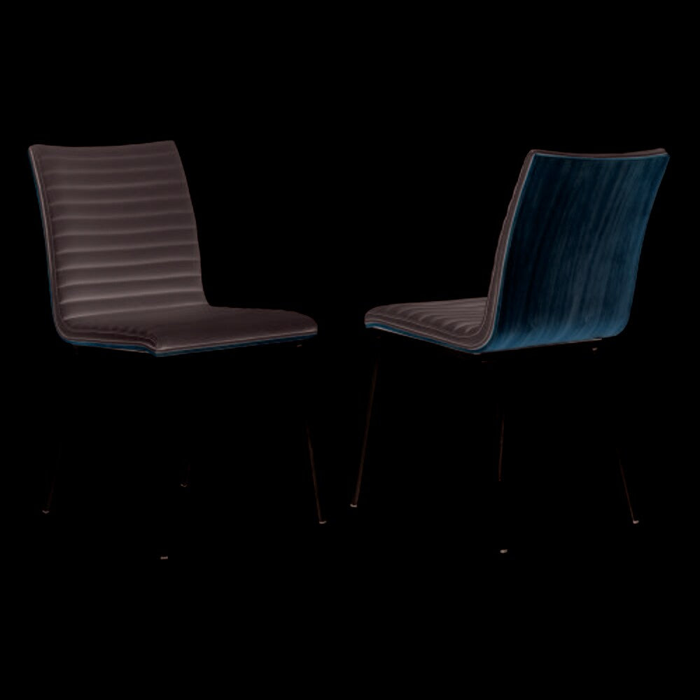 Armen Living - Cafe Brushed Stainless Steel Dining Chair in Gray Faux Leather with Walnut Back (Set of 2) - LCCACHGRB201 veiw 1