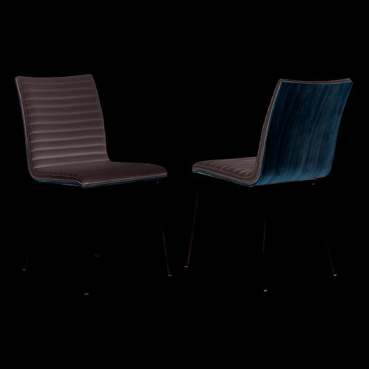 Armen Living - Cafe Brushed Stainless Steel Dining Chair in Gray Faux Leather with Walnut Back (Set of 2) - LCCACHGRB201 veiw 1