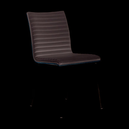 Armen Living - Cafe Brushed Stainless Steel Dining Chair in Gray Faux Leather with Walnut Back (Set of 2) - LCCACHGRB201 veiw 2