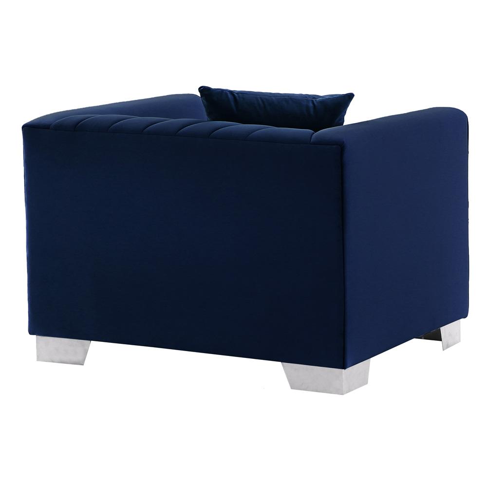 Armen Living - Cambridge Contemporary Chair in Brushed Stainless Steel and Blue Velvet - LCCM1BLUE veiw 3