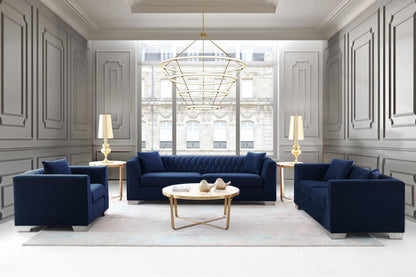 Armen Living - Cambridge Contemporary Chair in Brushed Stainless Steel and Blue Velvet - LCCM1BLUE veiw 5