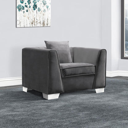 Armen Living - Cambridge Contemporary Sofa Chair in Brushed Stainless Steel and Dark Gray Velvet - LCCM1GR veiw 2