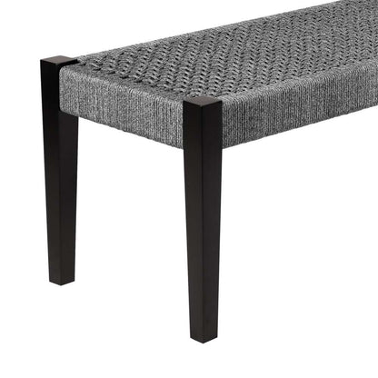 Armen Living - Camino Indoor Outdoor Dining Bench in Eucalyptus Wood and Grey Rope - 840254336018 veiw 3