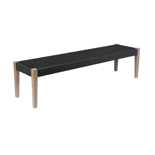 Armen Living - Camino Indoor Outdoor Dining Bench in Eucalyptus Wood and Charcoal Rope - 840254336025 veiw 1