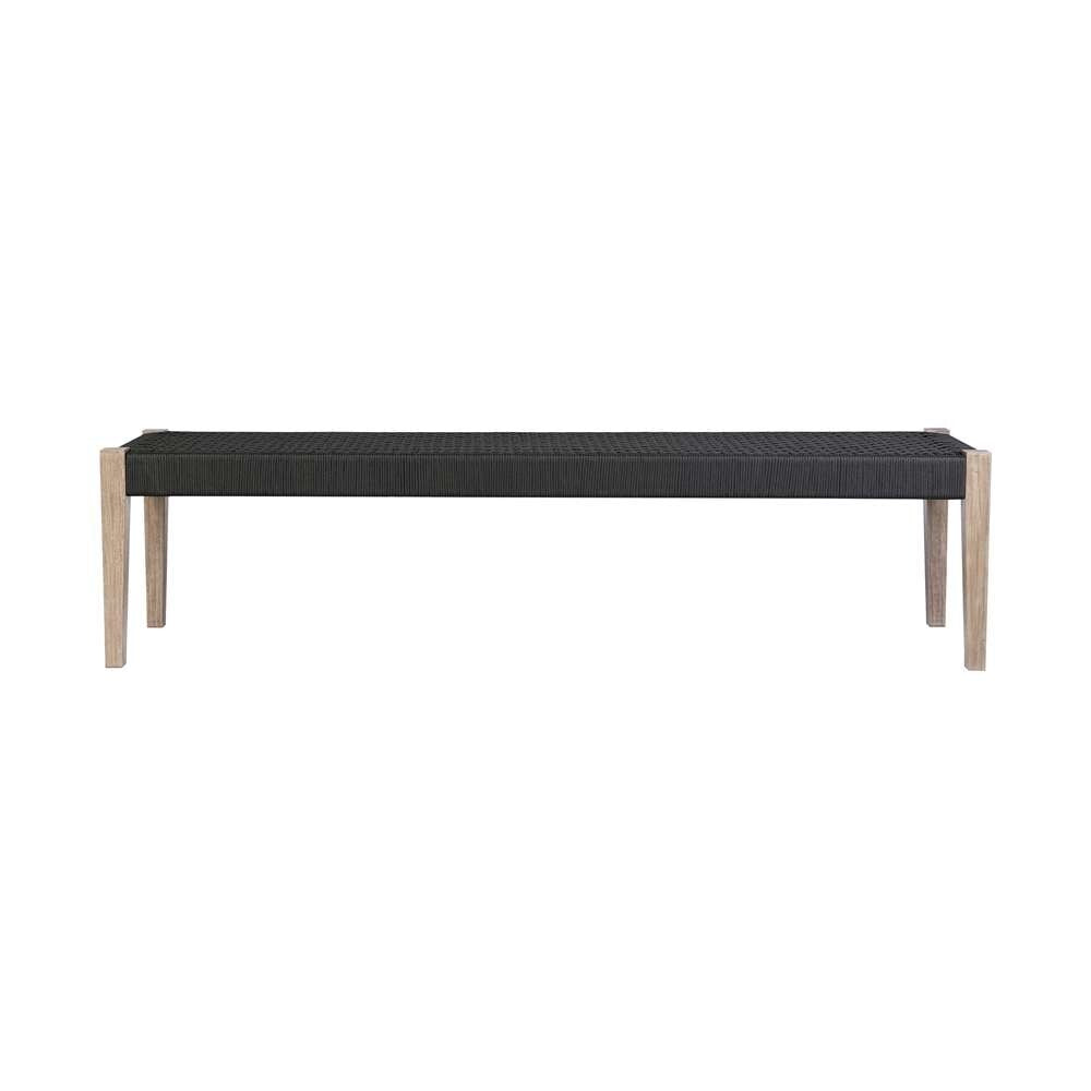 Armen Living - Camino Indoor Outdoor Dining Bench in Eucalyptus Wood and Charcoal Rope - 840254336025 veiw 2