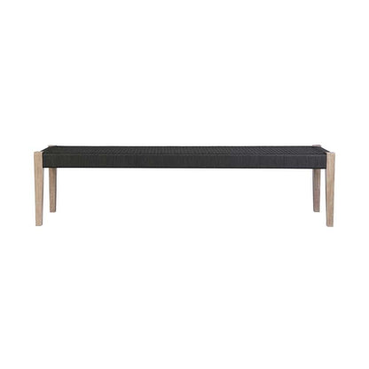 Armen Living - Camino Indoor Outdoor Dining Bench in Eucalyptus Wood and Charcoal Rope - 840254336025 veiw 2