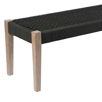 Armen Living - Camino Indoor Outdoor Dining Bench in Eucalyptus Wood and Charcoal Rope - 840254336025 veiw 3