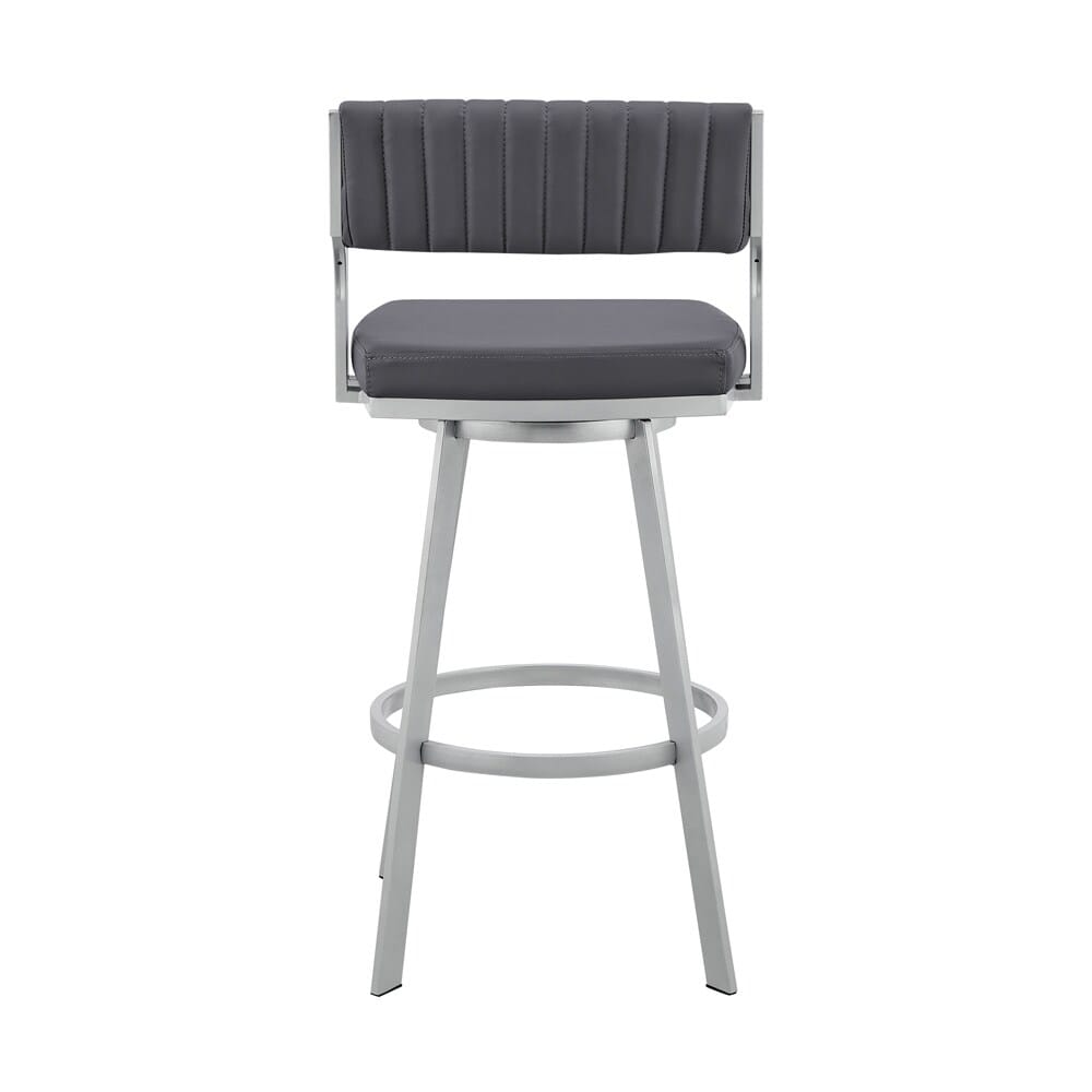 Armen Living - Capri 26in Swivel Slate Grey Faux Leather and Silver Metal Bar Stool - LCCPBASLGR26 veiw 5