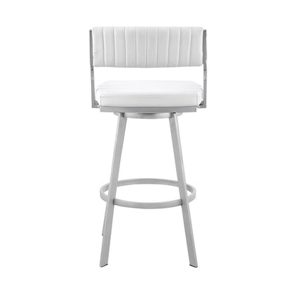 Armen Living - Capri 26in Swivel White Faux Leather and Silver Metal Bar Stool - LCCPBASLWH26 veiw 5