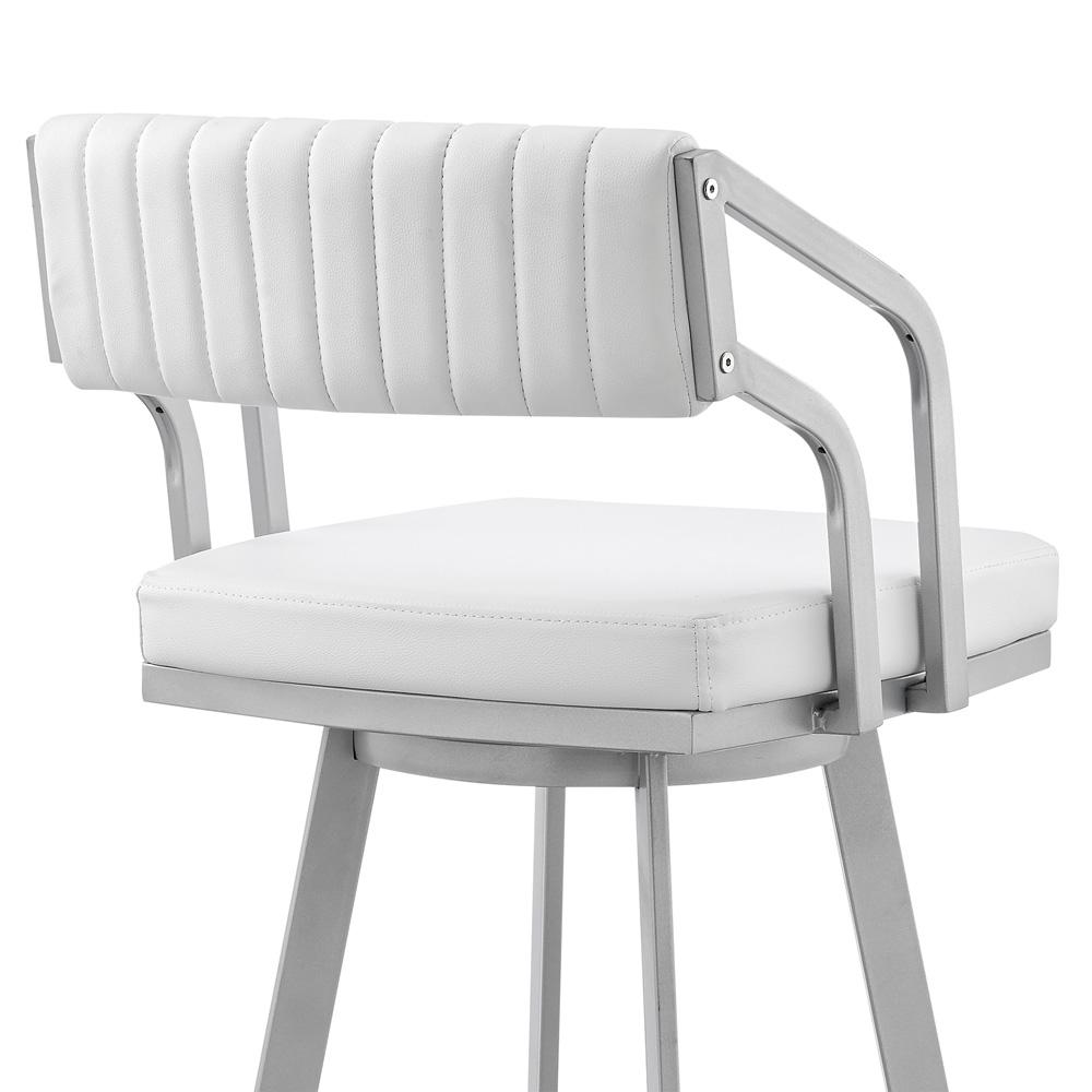 Armen Living - Capri 26in Swivel White Faux Leather and Silver Metal Bar Stool - LCCPBASLWH26 veiw 7