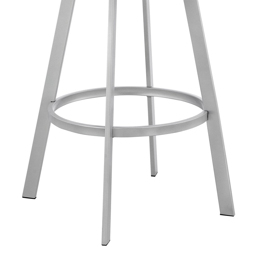 Armen Living - Capri 26in Swivel White Faux Leather and Silver Metal Bar Stool - LCCPBASLWH26 veiw 8