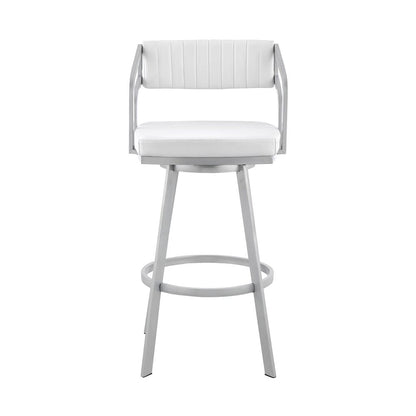 Armen Living - Capri 30in Swivel White Faux Leather and Silver Metal Bar Stool - LCCPBASLWH30 veiw 2
