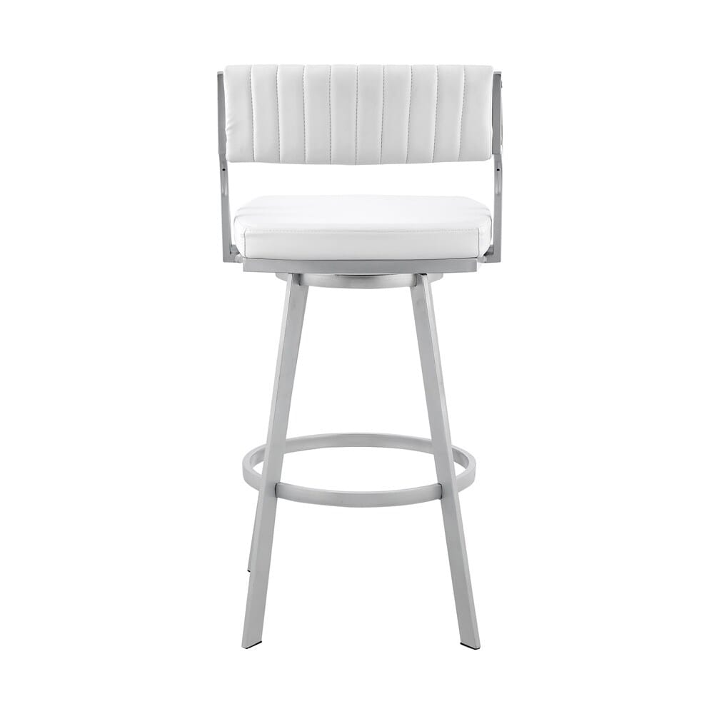 Armen Living - Capri 30in Swivel White Faux Leather and Silver Metal Bar Stool - LCCPBASLWH30 veiw 5