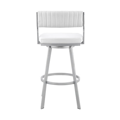 Armen Living - Capri 30in Swivel White Faux Leather and Silver Metal Bar Stool - LCCPBASLWH30 veiw 5