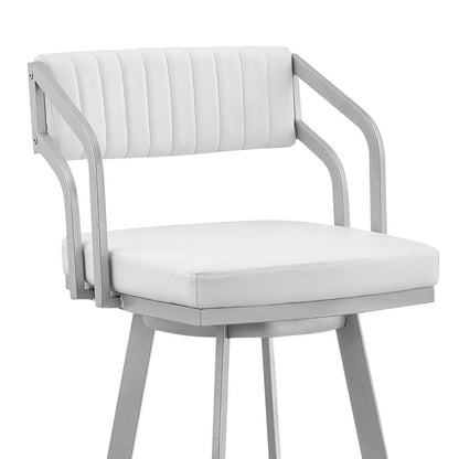 Armen Living - Capri 30in Swivel White Faux Leather and Silver Metal Bar Stool - LCCPBASLWH30 veiw 6