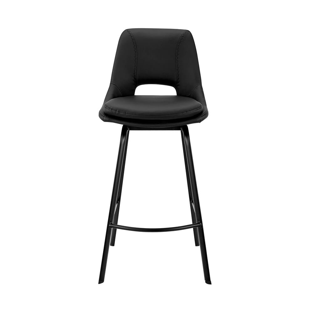 Armen Living - Carise Black Faux Leather and Black Metal Swivel 26in Counter Stool - LCCABABLBL26 veiw 2