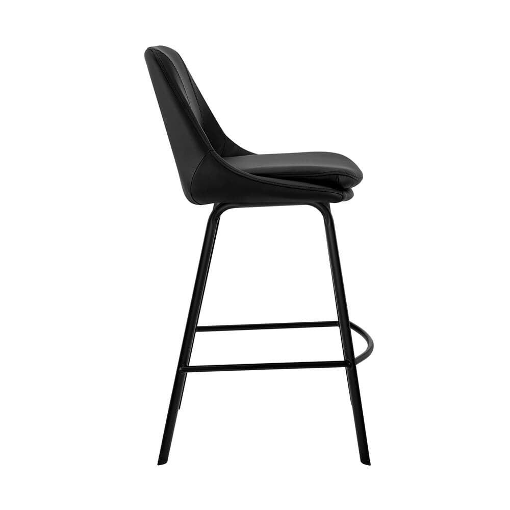 Armen Living - Carise Black Faux Leather and Black Metal Swivel 26in Counter Stool - LCCABABLBL26 veiw 3