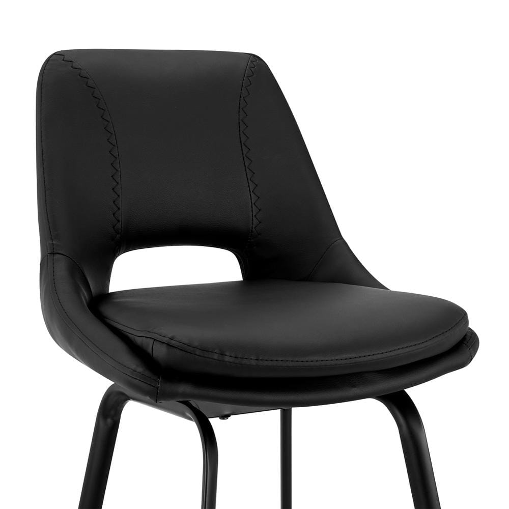 Armen Living - Carise Black Faux Leather and Black Metal Swivel 26in Counter Stool - LCCABABLBL26 veiw 6