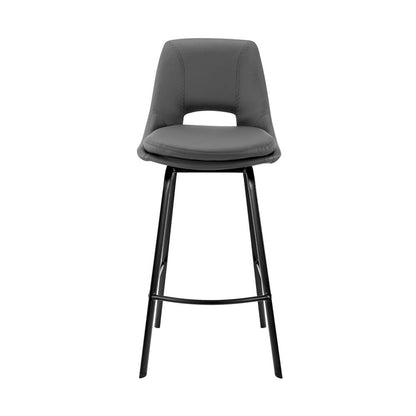 Armen Living - Carise Gray Faux Leather and Black Metal Swivel 26in Counter Stool - LCCABABLGR26 veiw 2