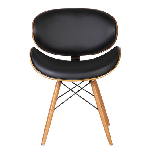Armen Living - Cassie Mid-Century Dining Chair in Walnut Wood and Black Faux Leather - LCCASIWABL veiw 2