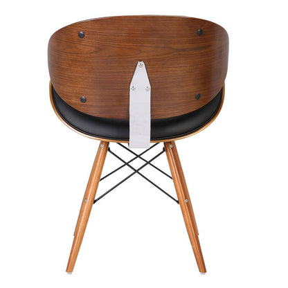 Armen Living - Cassie Mid-Century Dining Chair in Walnut Wood and Black Faux Leather - LCCASIWABL veiw 4