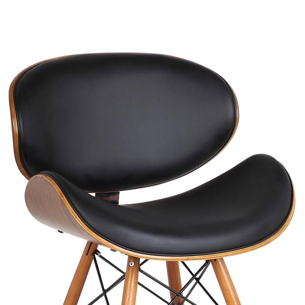 Armen Living - Cassie Mid-Century Dining Chair in Walnut Wood and Black Faux Leather - LCCASIWABL veiw 5