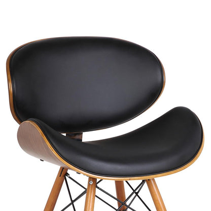 Armen Living - Cassie Mid-Century Dining Chair in Walnut Wood and Black Faux Leather - LCCASIWABL veiw 5