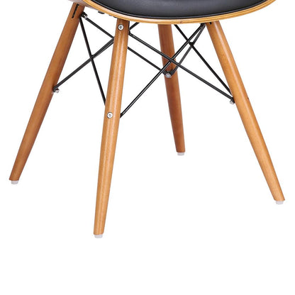 Armen Living - Cassie Mid-Century Dining Chair in Walnut Wood and Black Faux Leather - LCCASIWABL veiw 6