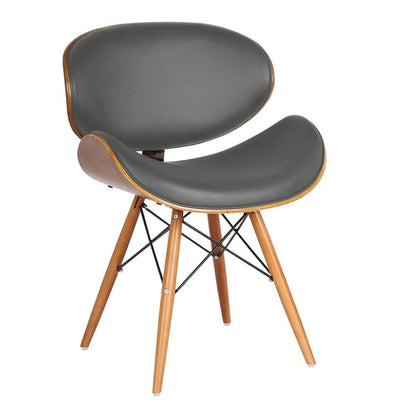 Armen Living - Cassie Mid-Century Dining Chair in Walnut Wood and Gray Faux Leather - LCCASIWAGRAY veiw 1