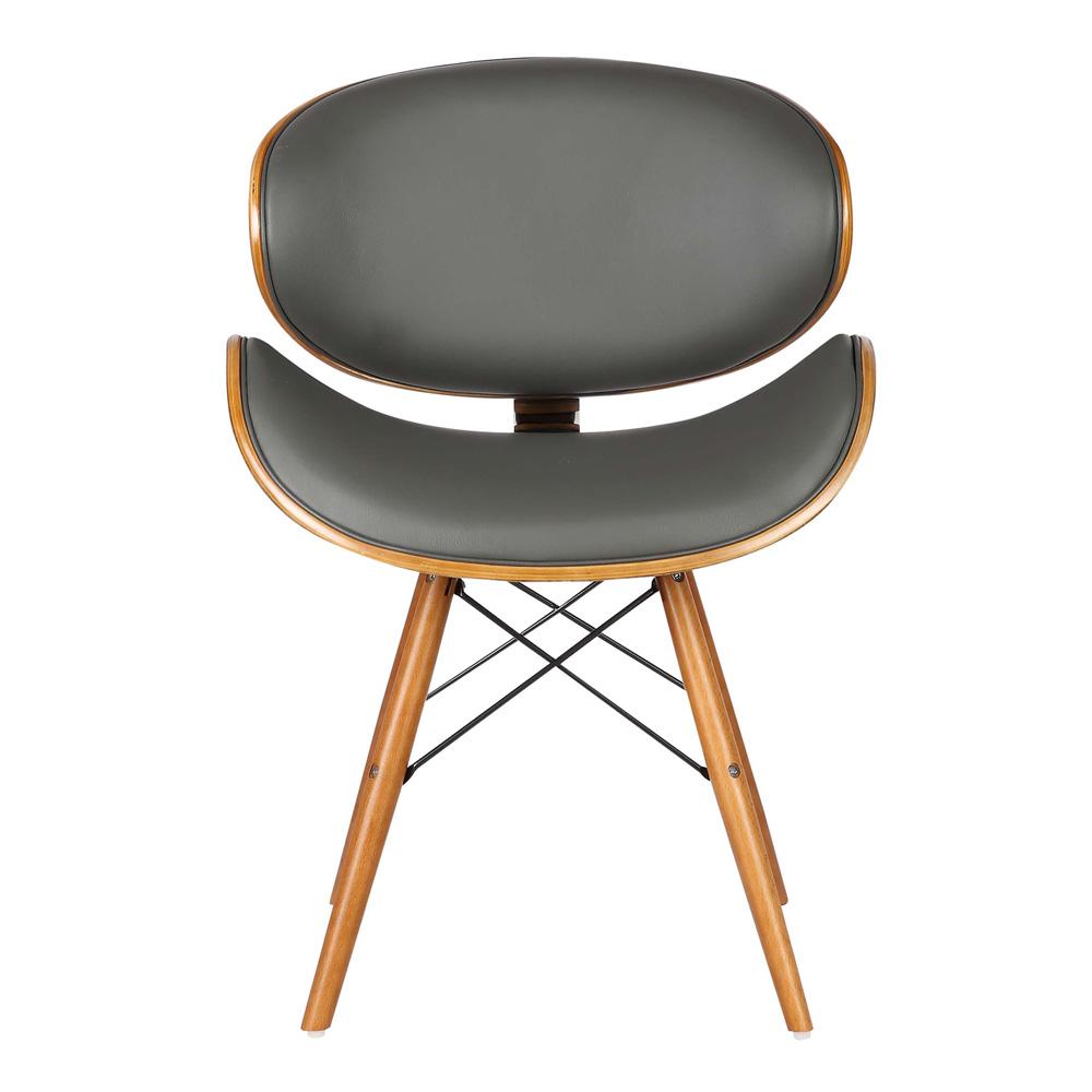 Armen Living - Cassie Mid-Century Dining Chair in Walnut Wood and Gray Faux Leather - LCCASIWAGRAY veiw 2