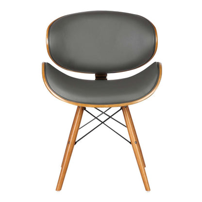 Armen Living - Cassie Mid-Century Dining Chair in Walnut Wood and Gray Faux Leather - LCCASIWAGRAY veiw 2