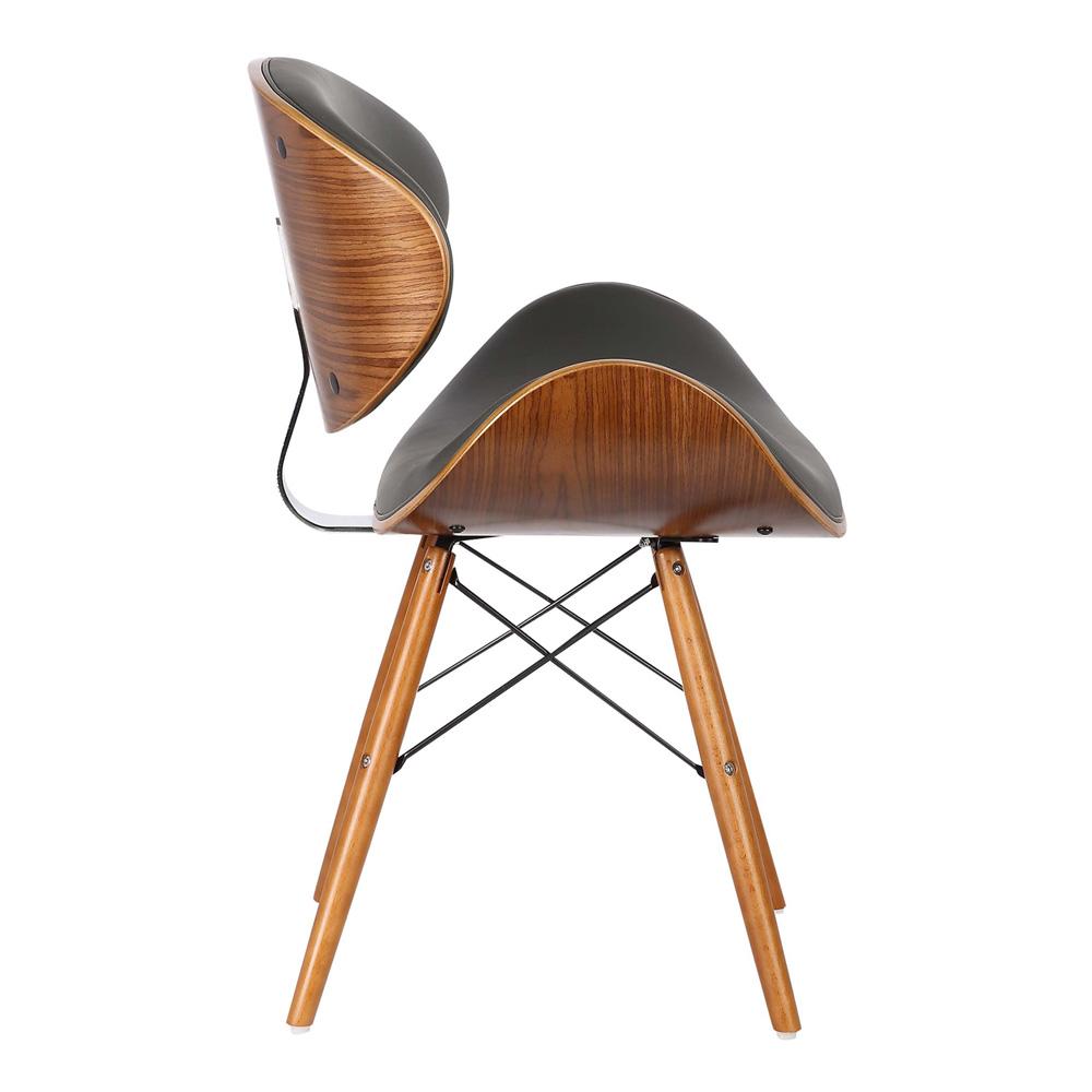 Armen Living - Cassie Mid-Century Dining Chair in Walnut Wood and Gray Faux Leather - LCCASIWAGRAY veiw 3