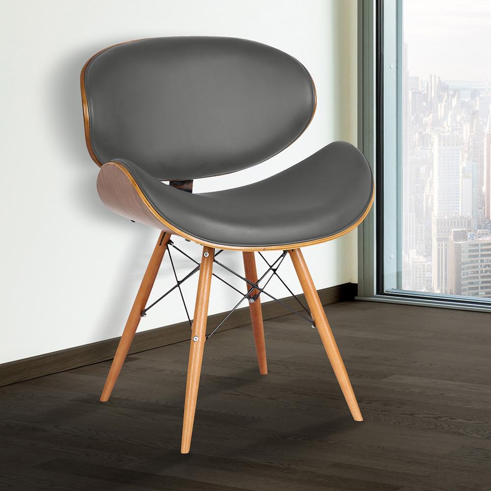 Armen Living - Cassie Mid-Century Dining Chair in Walnut Wood and Gray Faux Leather - LCCASIWAGRAY veiw 8