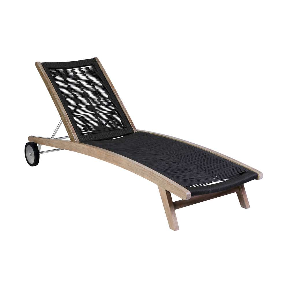 Armen Living - Chateau Outdoor Patio Adjustable Chaise Lounge Chair in Eucalyptus Wood and Charcoal Rope - 840254336049 veiw 1