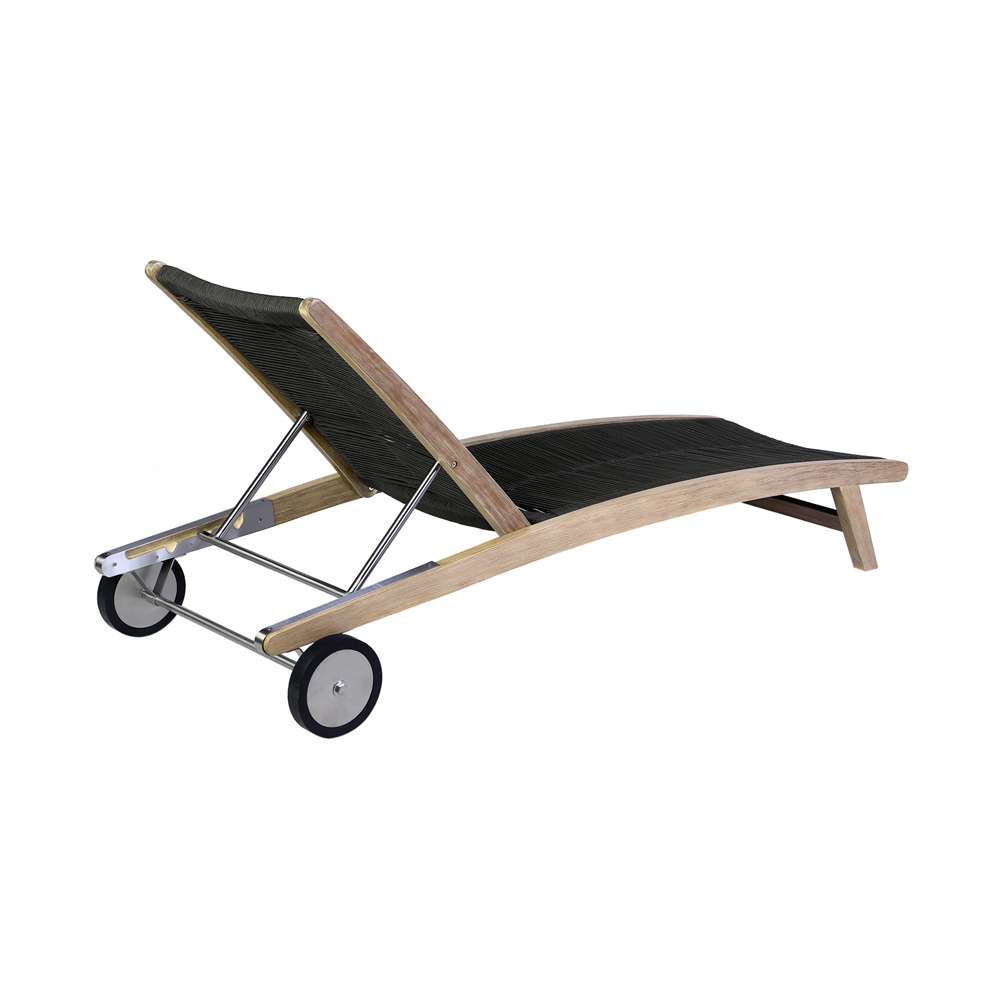 Armen Living - Chateau Outdoor Patio Adjustable Chaise Lounge Chair in Eucalyptus Wood and Charcoal Rope - 840254336049 veiw 4