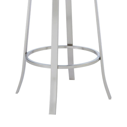 Armen Living - Cherie Contemporary 30in Bar Height Barstool in Brushed Stainless Steel Finish and Black Faux Leather - LCCHBABSBL30 veiw 6