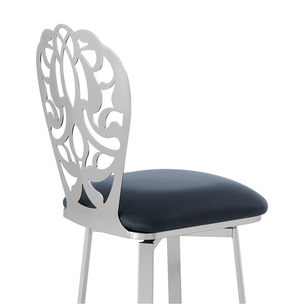 Armen Living - Cherie Contemporary 30in Bar Height Barstool in Brushed Stainless Steel Finish and Gray Faux Leather - LCCHBABSGR30 veiw 5