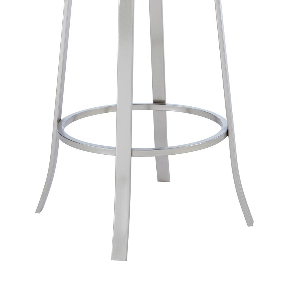 Armen Living - Cherie Contemporary 30in Bar Height Barstool in Brushed Stainless Steel Finish and Gray Faux Leather - LCCHBABSGR30 veiw 6