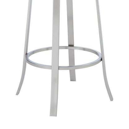Armen Living - Cherie Contemporary 30in Bar Height Barstool in Brushed Stainless Steel Finish and Gray Faux Leather - LCCHBABSGR30 veiw 6
