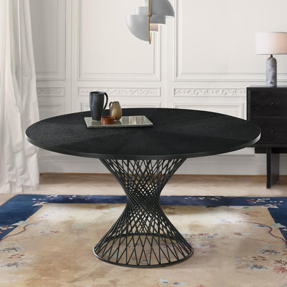 Armen Living - Cirque 54in Round Black Wood and Metal Pedestal Dining Table - LCCQDIBL veiw 6