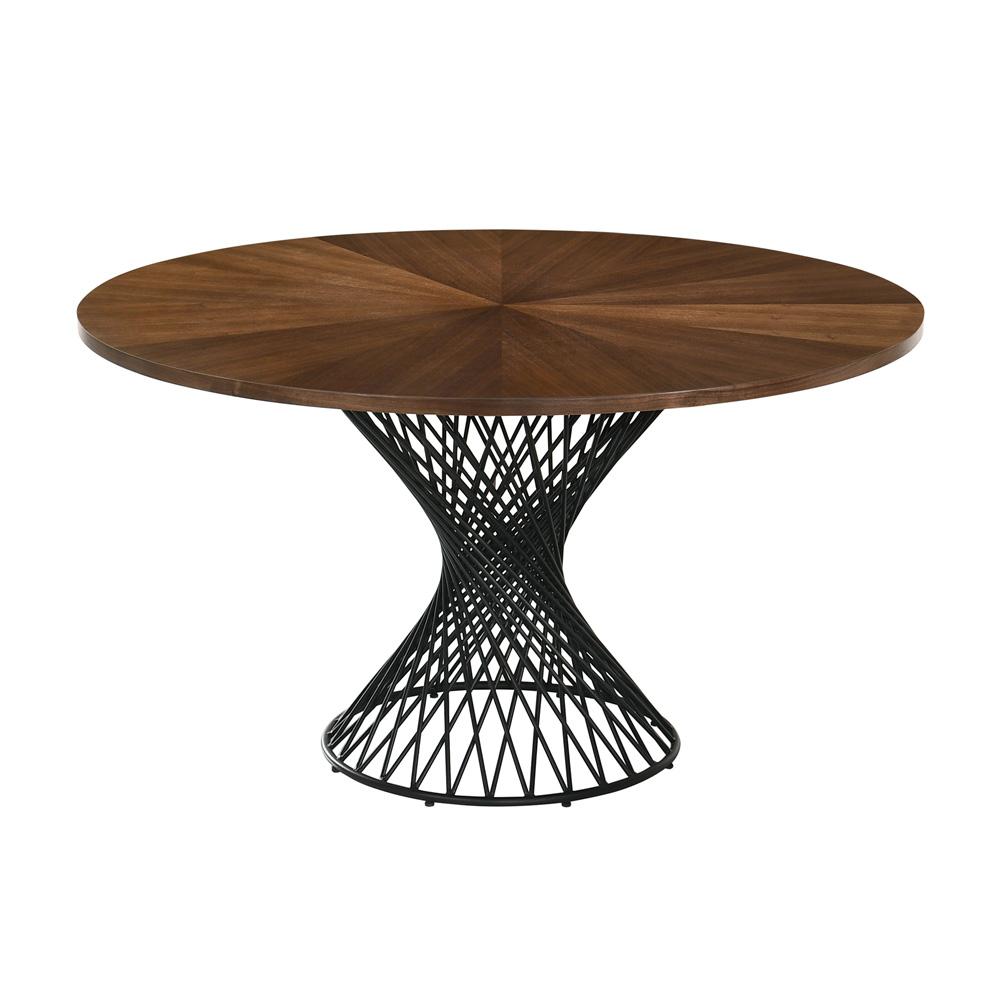 Armen Living - Cirque 54in Round Walnut Wood and Metal Pedestal Dining Table - LCCQDIWA veiw 1