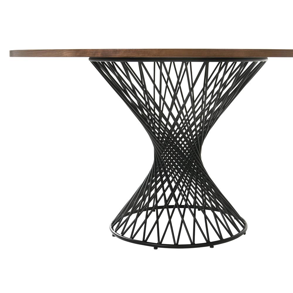 Armen Living - Cirque 54in Round Walnut Wood and Metal Pedestal Dining Table - LCCQDIWA veiw 2
