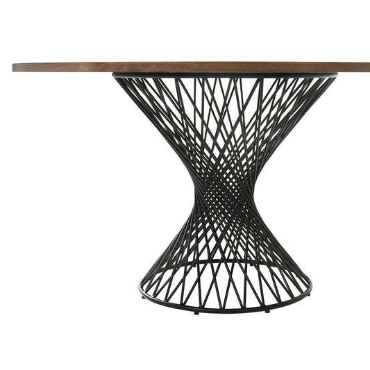 Armen Living - Cirque 54in Round Walnut Wood and Metal Pedestal Dining Table - LCCQDIWA veiw 2