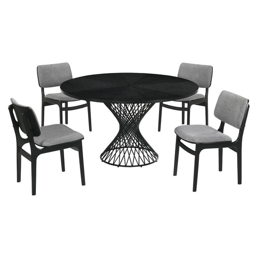 Armen Living - Cirque and Lima 5 Piece Black Round Dining Set - SETCQDIBLK5D veiw 1