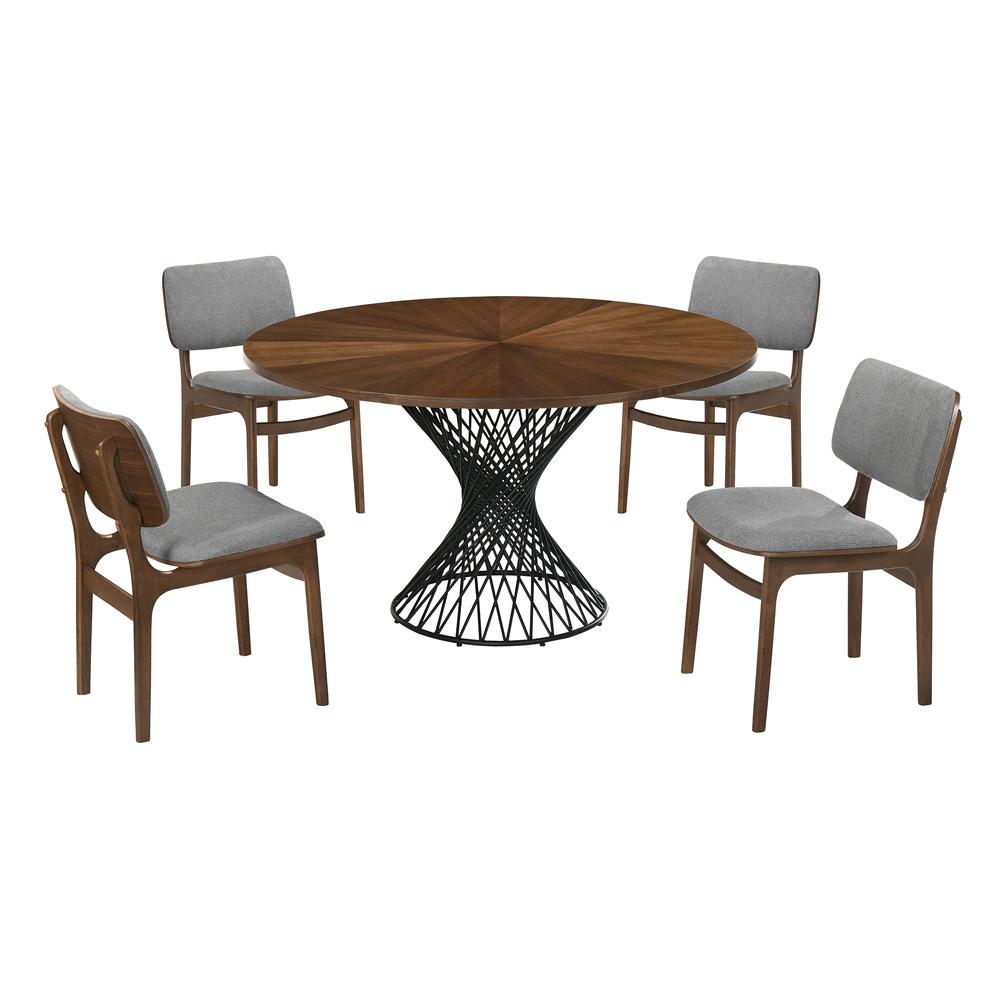 Armen Living - Cirque and Lima 5 Piece Walnut Round Dining Set - SETCQDIWA5D veiw 1