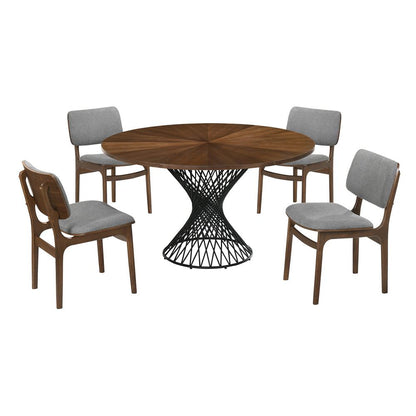 Armen Living - Cirque and Lima 5 Piece Walnut Round Dining Set - SETCQDIWA5D veiw 1